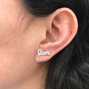 Sterling Silver SET OF WORDS LOVE & FAITH EARRINGS